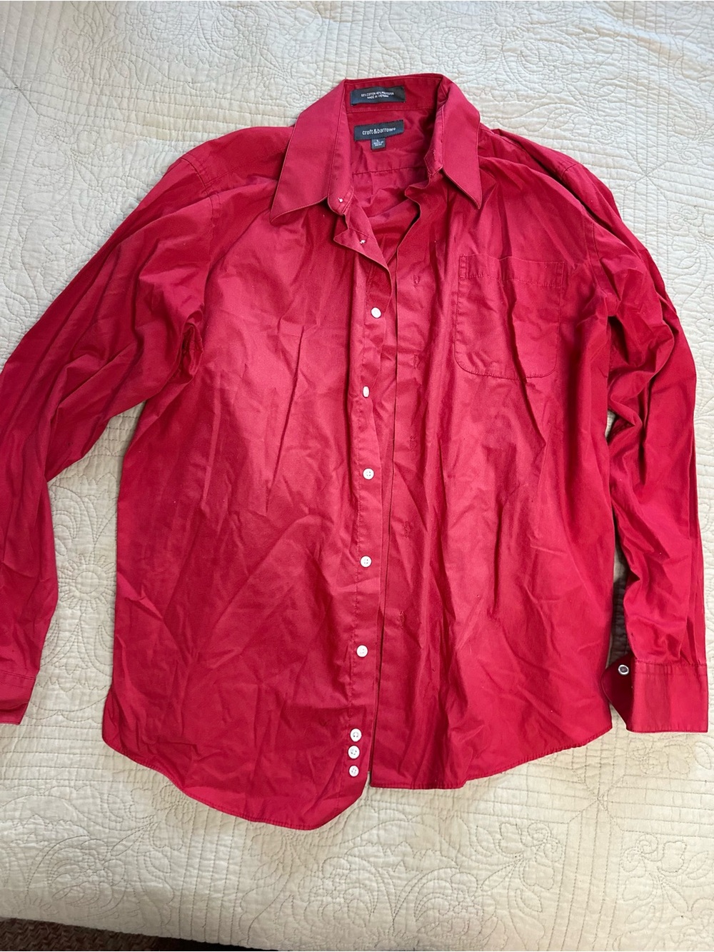 croft & barrow Red Long-Sleeve Button-Up Dress Shirt